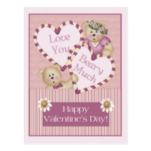 Love You Beary Much Valentine's Day Postcard