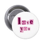 Love You in Pink Button Badge