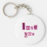Love You in Pink Letters Key Chain