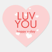 Love you Valentine's day red pink heart stickers
