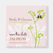 Lovebirds (Blush Pink) Save the Date Magnets