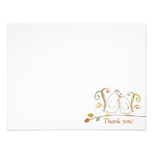 Lovebirds on Branches Thank You Notecards Custom Invitations