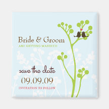 Lovebirds (Powder Blue) Save the Date Magnets