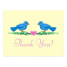 Lovebirds Thankyou Note Postcards