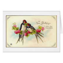 Lovebirds Vintage Birthday Card