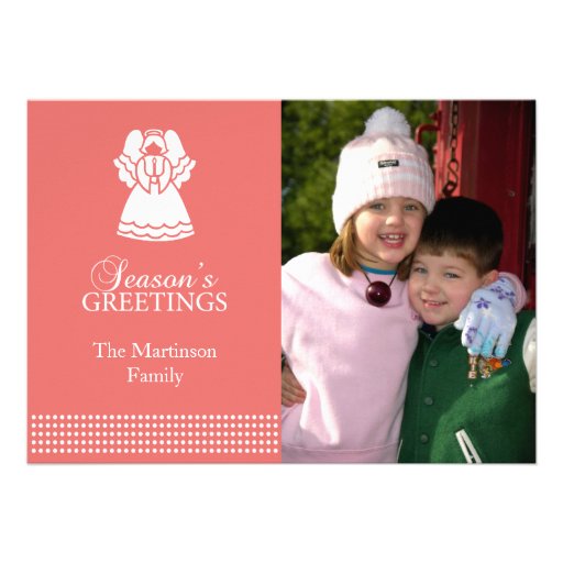 Lovely Angel Christmas Card (Coral) Announcements