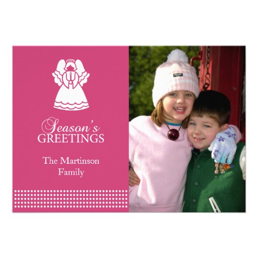 Lovely Angel Christmas Card (Dark Pink) Personalised Announcements