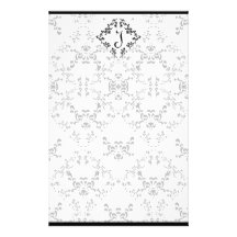 Lovely Black and White Damask Personal Stationery