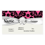 lovely black damask on bright pink chic business card