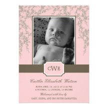 Lovely Blossoms Baby Birth Announcement (Pink)