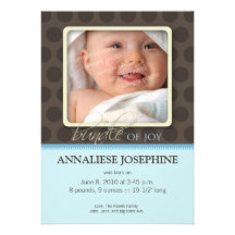 Lovely Bundle of Joy Birth Announcement :: blue