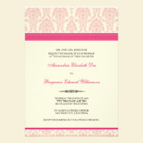 Lovely Damask Wedding Invitation (fuchsia/cream) invitations