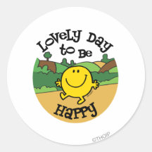 Lovely Day to be Happy Round Stickers