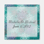 lovely falling snowflakes winter damask refrigerator magnets