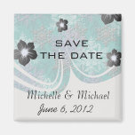 lovely falling snowflakes winter damask fridge magnet