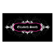 Lovely Gothic Business Card Pink/Grey