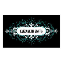 Lovely Gothic Business Card Teal/Black
