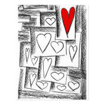 lovely hearts post card