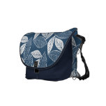 Lovely Leaves Midnight Blue & White Messenger Bag messenger bags