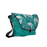 Lovely Leaves Midnight Teal & White Messenger Bag messenger bags