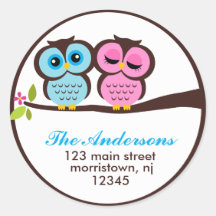 Lovely Owls Address Labels Sticker
