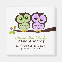 Lovely Owls Save the Date Fridge Magnets