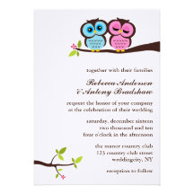 Lovely Owls Wedding Custom Invitations