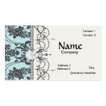 Lovely rose black and baby blue damask business card templates