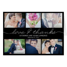 Lovely Writing Wedding Thank You Card - Black