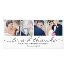 Lovely Writing Wedding Thank You Cards - White Customized Photo Card