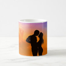 Lovers Kissing at Sunset on the Beach Mug