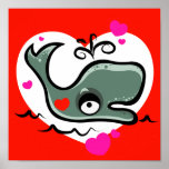 Lovey Dovey Whale Illustration Posters