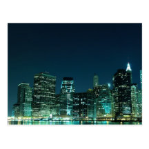Lower Manhattan at Night, New York City Postcard
