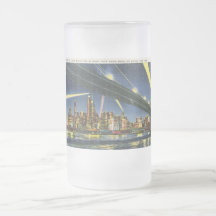 Lower Manhattan at Night Vintage Coffee Mugs