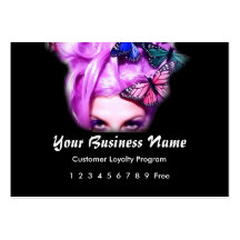 Loyalty Card :: Purple Hair Butterfly Lady Business Card Template