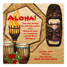Luau Birthday Party Hawaiian Luau Party Personalised Invites