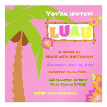 Luau Invitation Pink