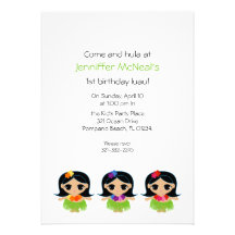 LUAU party HULA girl custom BIRTHDAY invitation