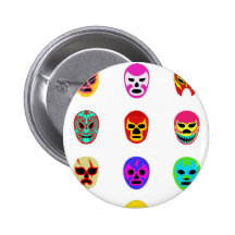 Lucha Libre Mask Mexican Wrestling Button