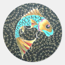 Lucky Amulet Good Fortune Symbol Round Sticker