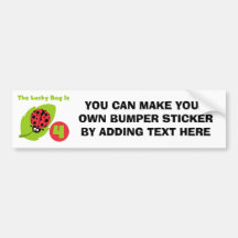 Lucky Bug 4th Birthday T-shirts and Gifts Bumper Stickers