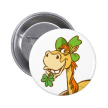 Lucky Cartoon Horse on St Patrick's Day button