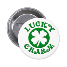 Lucky Charm Green/White Circle Pinback Buttons