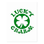 Lucky Charm Green/White Circle Post Card