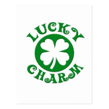 Lucky Charm Green/White Circle Post Card