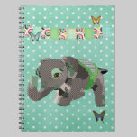 Lucky Elephant Green Notebook notebooks