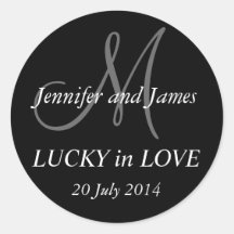 Lucky in Love Monogram M Sticker Wedding Sticker
