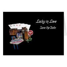 Lucky in Love Save the Date Wedding Card no B/G
