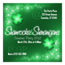 Lucky Lights - Shamrocks & Shenanigans Invitations
