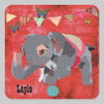Lucky Lil' Elephant Red Name Sticker stickers